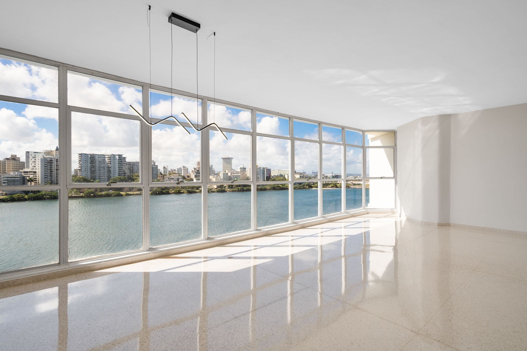 Living room with ocean views at San Geronimo Cond 7D in Condado Puerto Rico